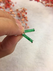 Green Jade Earrings - Cylindrical (EA293)