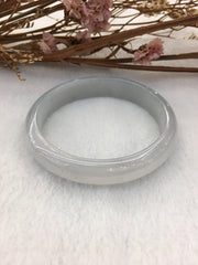 Icy Bluish Lavender Jade Bangle - Oval (BA208)