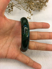 Dark Green Jade Bangle - Round (BA130)
