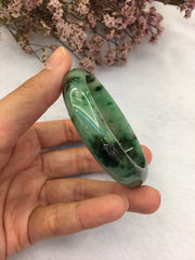 Dark Green Jade Bangle - Round (BA117)