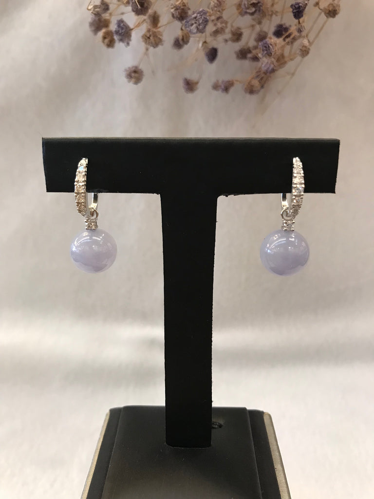 Lavender Jade Earrings - Balls (EA338)