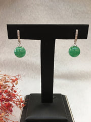 Green Jade Ball Earrings (EA128)