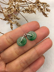 Green Jade Earrings - Coin (EA186)