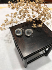 Glassy Variety Jade Earrings - Cabochon (EA330)