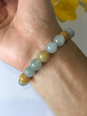 Three Colours Jade Beads Bracelet - (BR119)