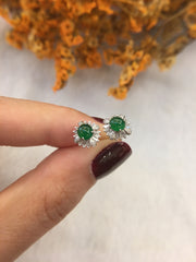 Green Jade Cabochon Earrings (EA181)