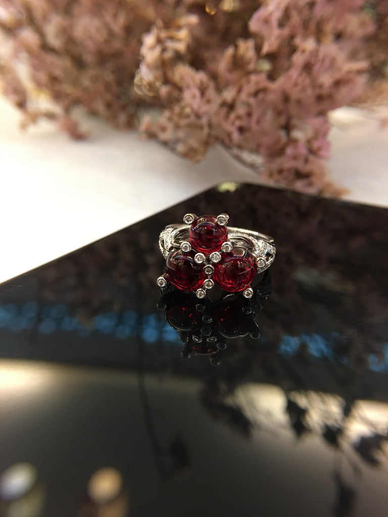 Natural Red Spinel Cabochons Ring (GE069)
