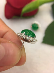 Green Jade Earrings - Cabochon (EA270)