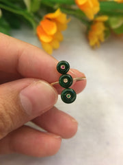 Green Safety Coin Jade Ring (RI113)