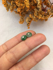Green Jade Earrings - Coin (EA140)