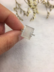 Icy White Jade Ring - Rectangular (RI148)