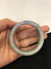 Lavender With Green Jade Bangle - Round (BA024)