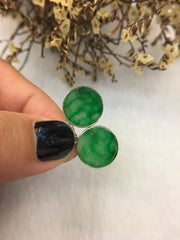Icy Green Jade Earrings - Round (EA006)