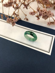 Dark Green Jade Hololith Ring with Gold setting- (RI352)