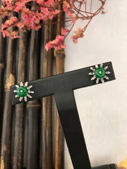 Green Jade Earrings - Coin (EA342)