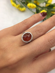 Red Jade Cabochon Ring (RI017)