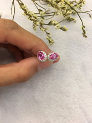 Natural Pink Sapphire Earrings (Unheated) (GE028)