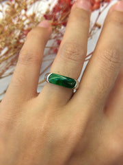 Dark Green Jade Ring - Saddle Shape (RI064)