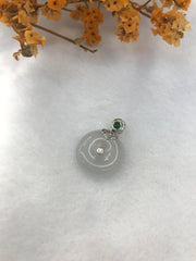 Icy White Jade Pendant - Safety Coin (PE415)