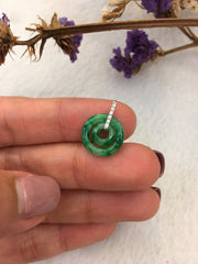 Green Jade Pendant - Double Rings (PE354)