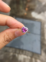 Natural Purplish Pink Sapphire Ring - Heart (Unheated)(GE063)