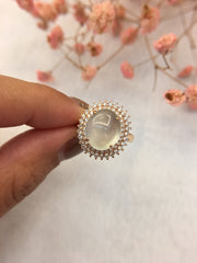 Glassy Variety Jade Ring - Cabochon (RI073)