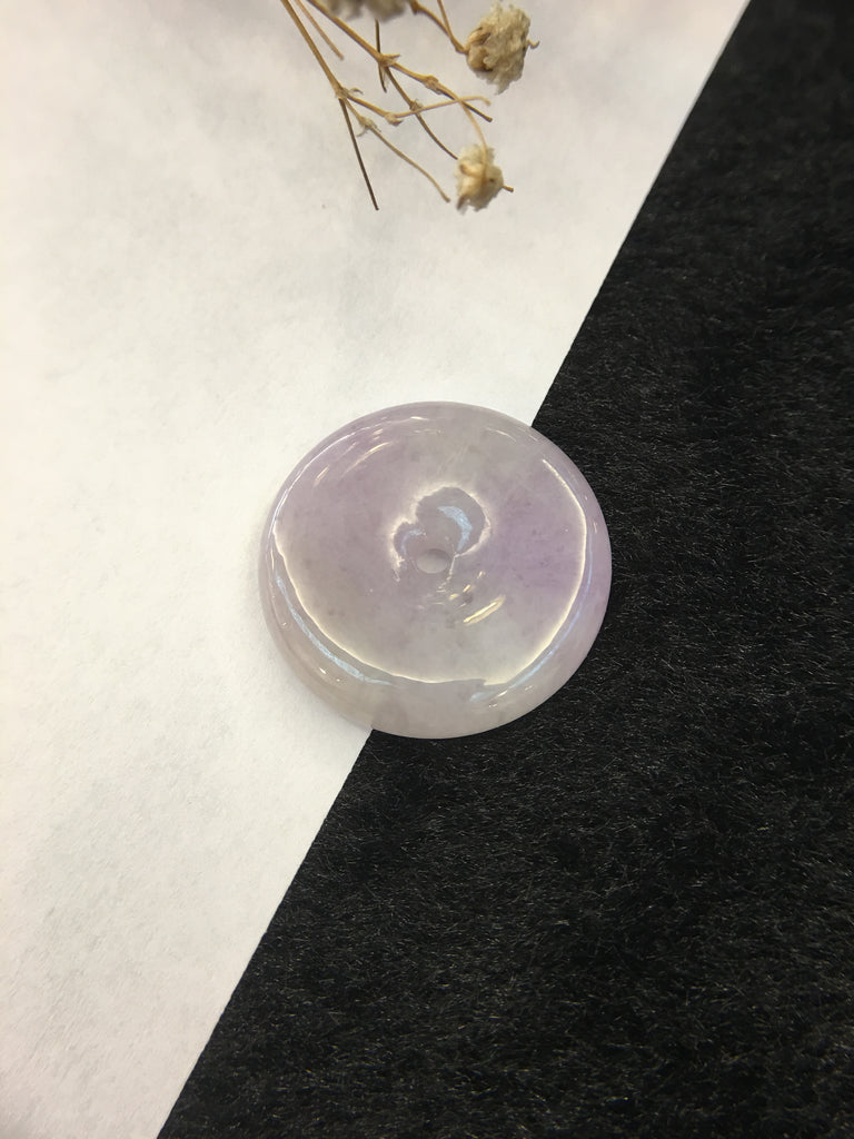 Lavender Jade Pendant - Safety Coin (PE017)