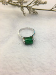 Dark Green Jade Ring - Barrel (RI140)