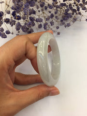 Icy White Jade Bangle - Round (BA163)
