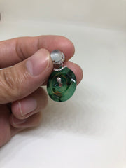 Green & Icy White Pendant - Safety Coin (PE176)