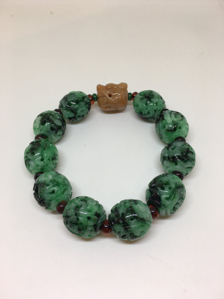 Green Bracelet - Carved (BR083)