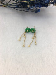 Green Jade Earrings - Coin (EA076)