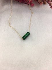 Green Jade Barrel Necklace (NE073)