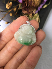 Green Jade Pendant - Laughing Buddha (PE122)