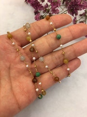 Three Colours Jade Beads Necklace (NE064)
