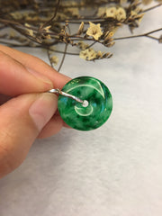 Dark Green Jade Pendant - Safety Coin (PE259)