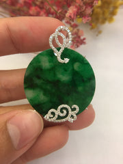 Dark Green Jade Pendant - Round (PE192)