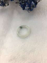 Icy Bluish Flower Jade Hololith Rings (RI322)