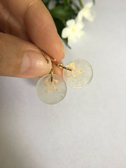 Icy White Jade Earrings - Round (EA149)