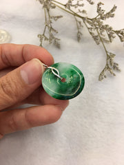 Dark Green Jade Pendant - Safety Coin (PE237)