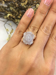 Icy Lavender Jade Ring - Flower (RI154)