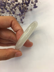 Icy White Jade Bangle - Round (BA163)