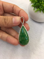 Green & Red Jade Pendant - Pear Shape (PE113)