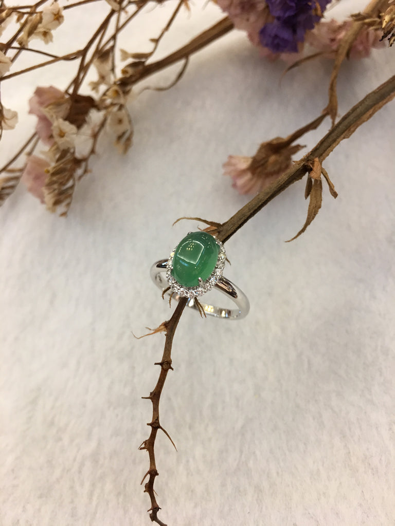 Icy Green Jade Ring - Cabochon (RI295)