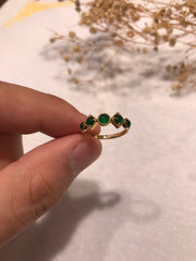 Green Cabochons Jade Ring (RI350)