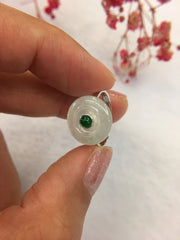 Icy With Green Jade Ring - Safety Coin (RI156)