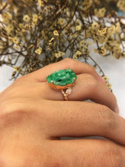 Green Jade Ring - Flower (RI173)