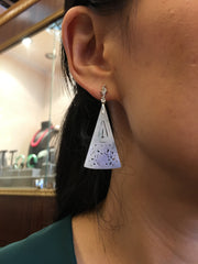 Lavender Jade Earrings - Triangle Shaped (EA196)