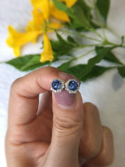 Natural Blue Sapphire Earrings (Unheated) (GE110)