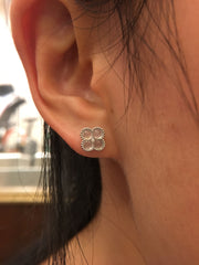 Icy White Jade Earrings - Clover (EA276)